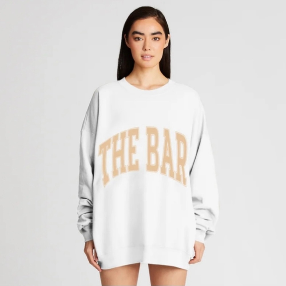 The Bar - Varsity Sweatshirt White with Tan